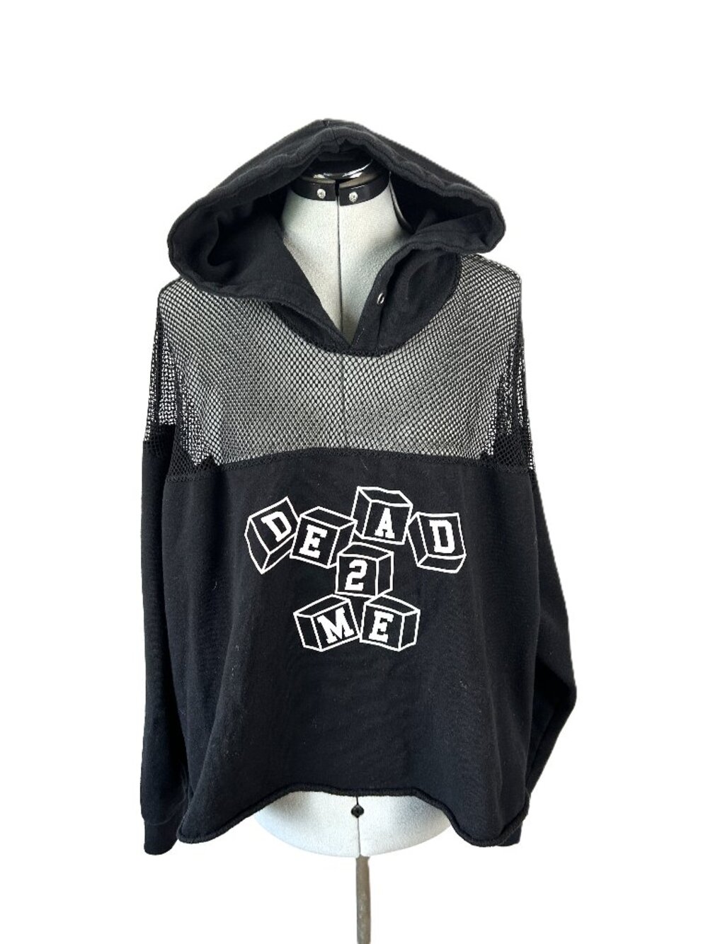 Hot Topic Mesh Cropped Dead 2 Me Grunge Goth Hoodie XL